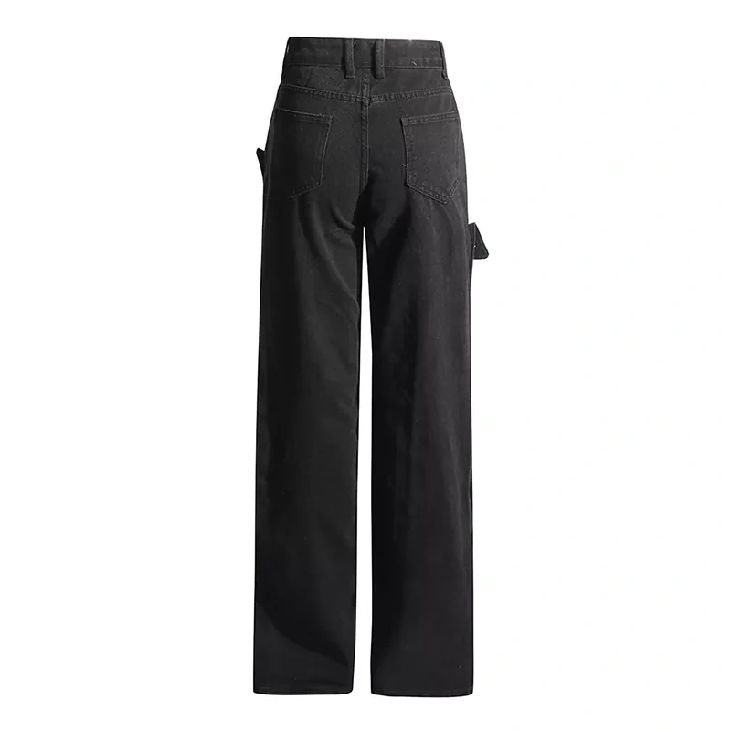 CHICEVER Patchwork Button Fashion Loose Jeans For Women