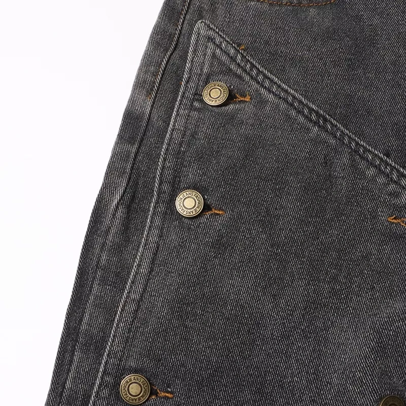 CHICEVER Patchwork Button Fashion Loose Jeans For Women