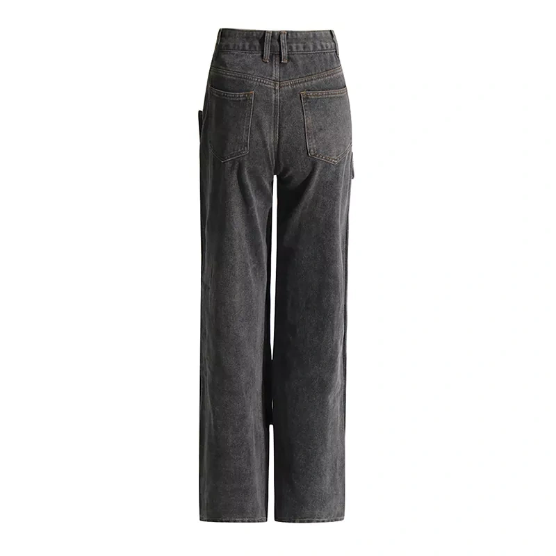 CHICEVER Patchwork Button Fashion Loose Jeans For Women