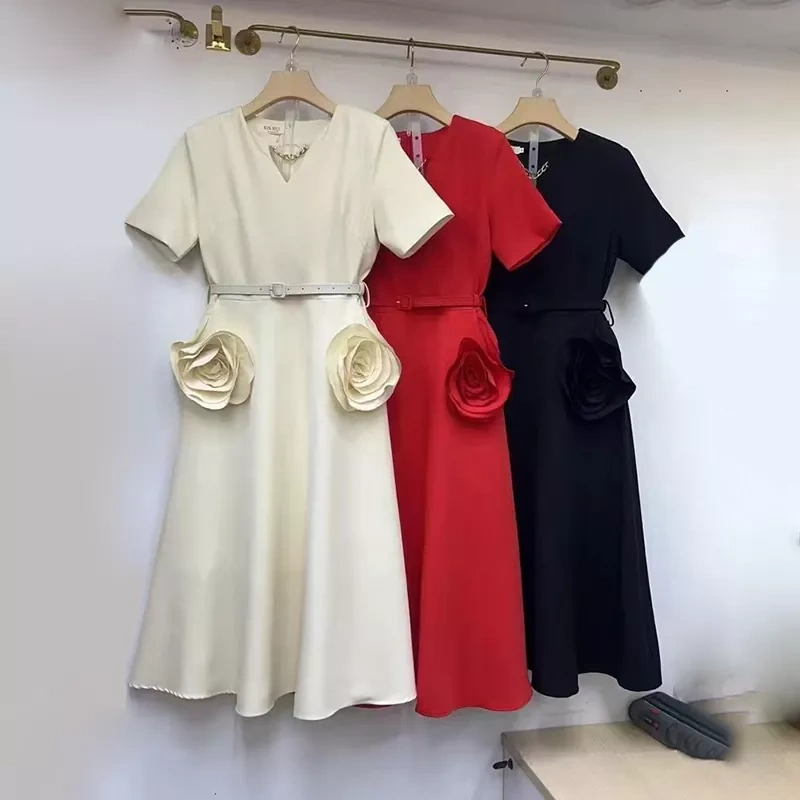 CHICEVER Solid Patchwork Floral Dresses For Women