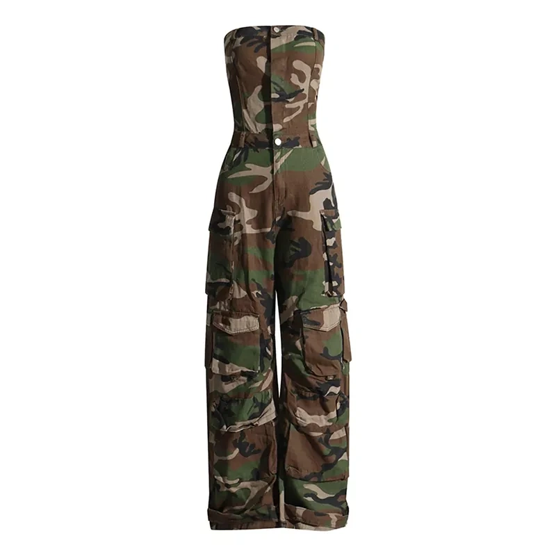 CHICEVER Camouflage Streetwear Jumpsuits For Women