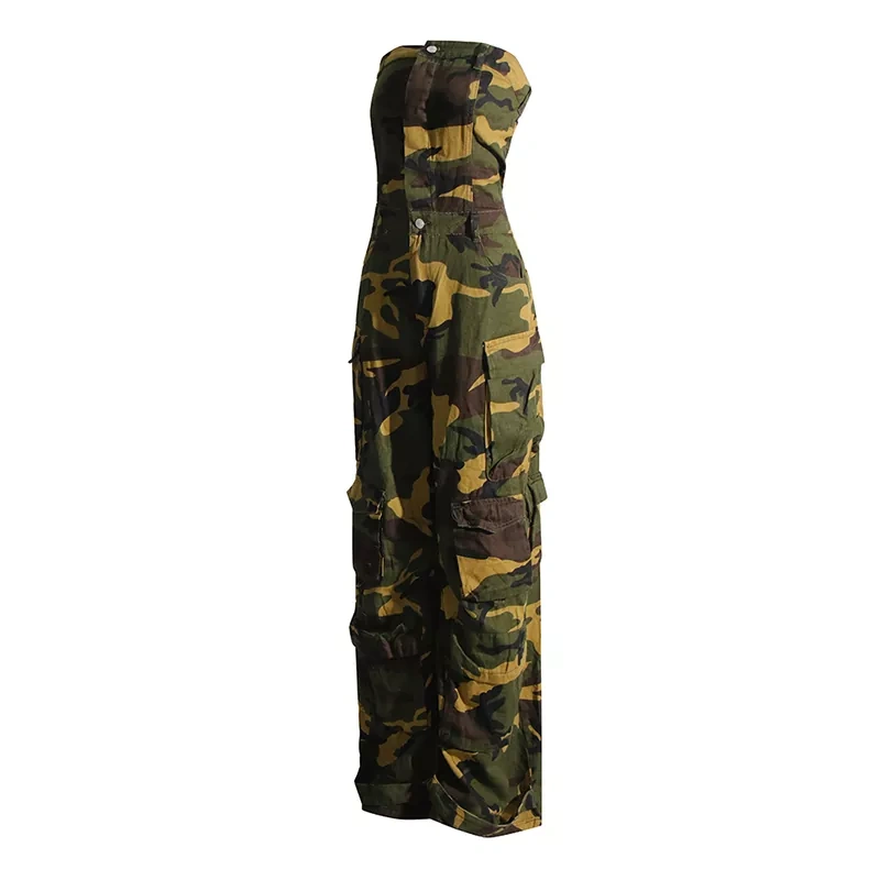 CHICEVER Camouflage Streetwear Jumpsuits For Women