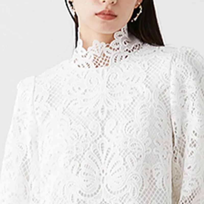 CHICEVER  Patchwork Lace Shirt For Women