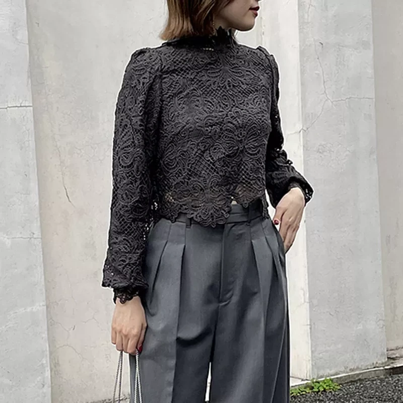 CHICEVER  Patchwork Lace Shirt For Women
