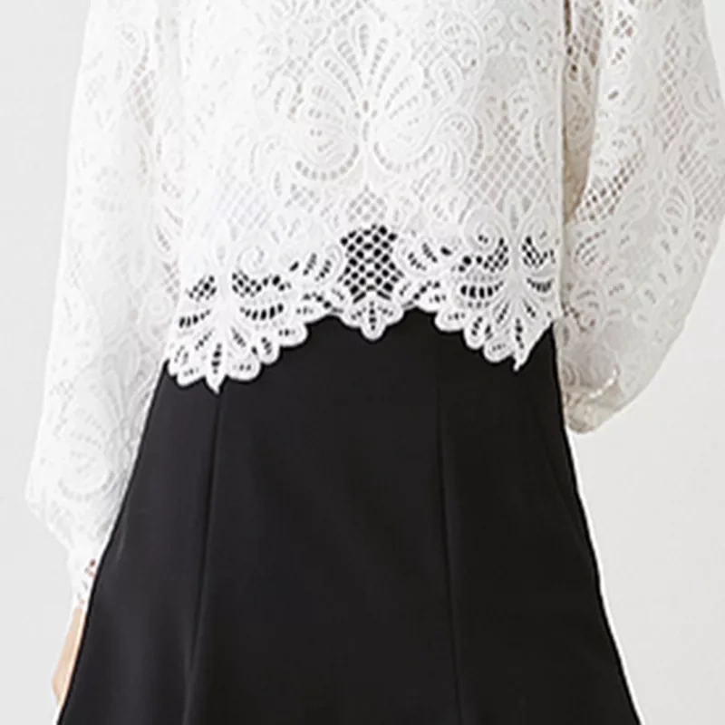 CHICEVER  Patchwork Lace Shirt For Women