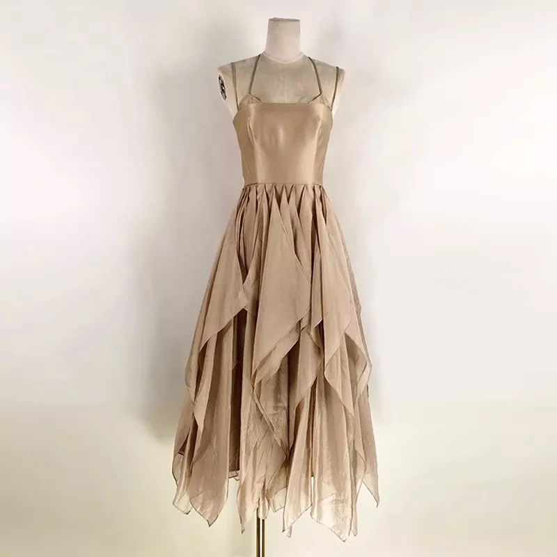 CHICEVER Suspender High Waisted Dress For Women