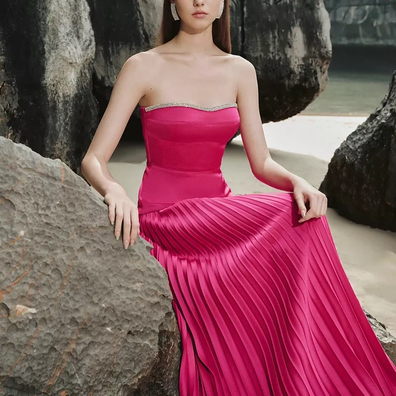 CHICEVER Temperament Strapless Dress For Women