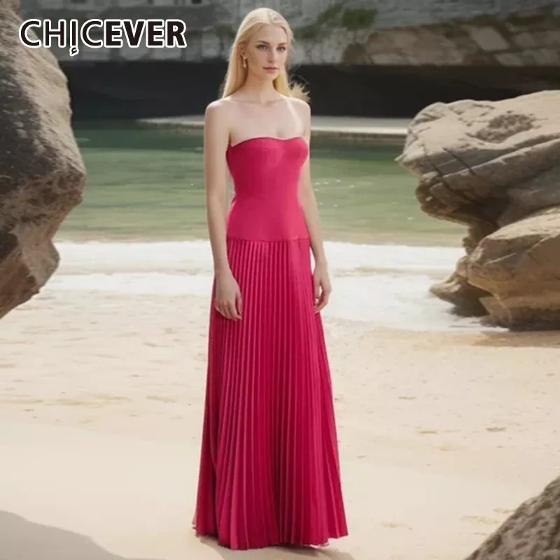CHICEVER Temperament Strapless Dress For Women