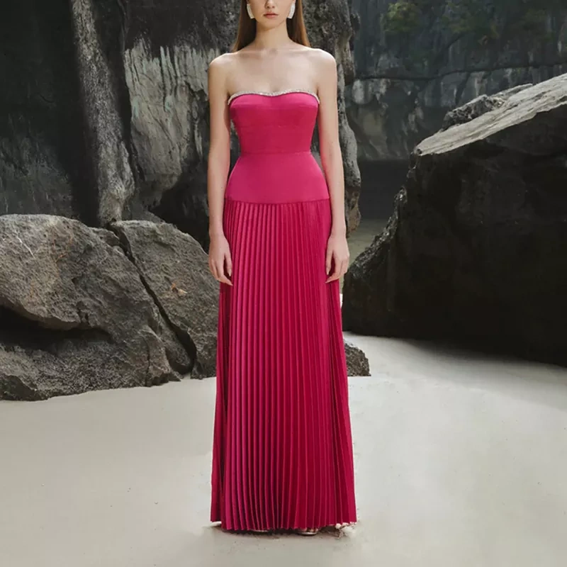 CHICEVER Temperament Strapless Dress For Women