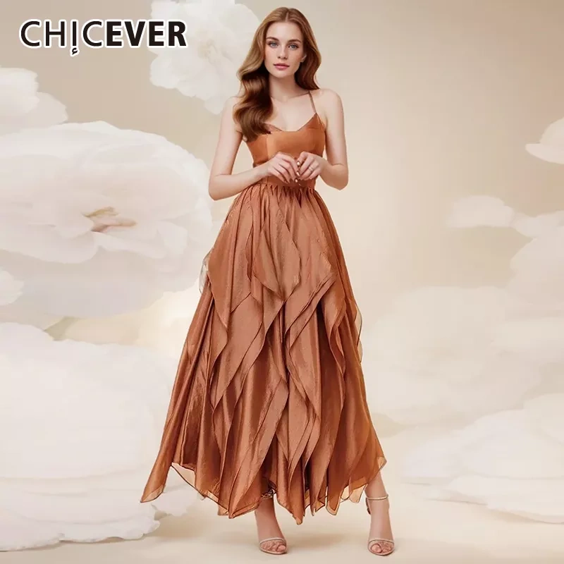 CHICEVER Suspender High Waisted Dress For Women