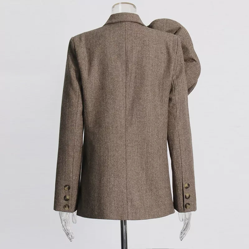 CHICEVER Patchwork Appliques Temerament Loose Solid Coat For Women