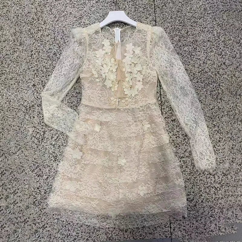 CHICEVER Embroidery Slimming Solid Patchwork Folds Mini Dresses Summer