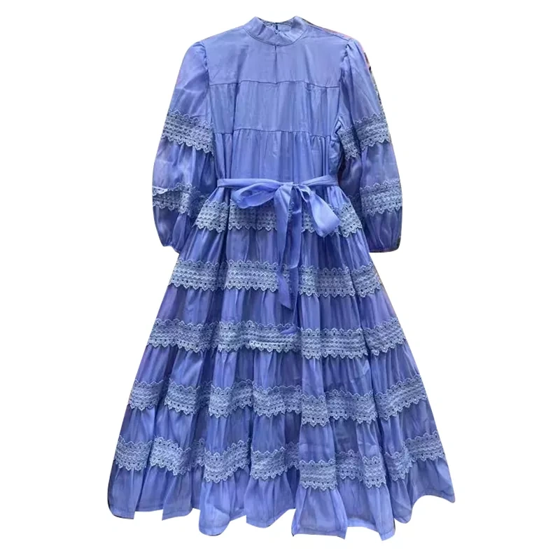CHICEVER Elegant Solid Patchwork Belt Dresses For Women