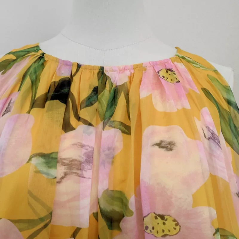 CHICEVER Patchwork Mesh Hit Color Print Long Dress For Women 2024