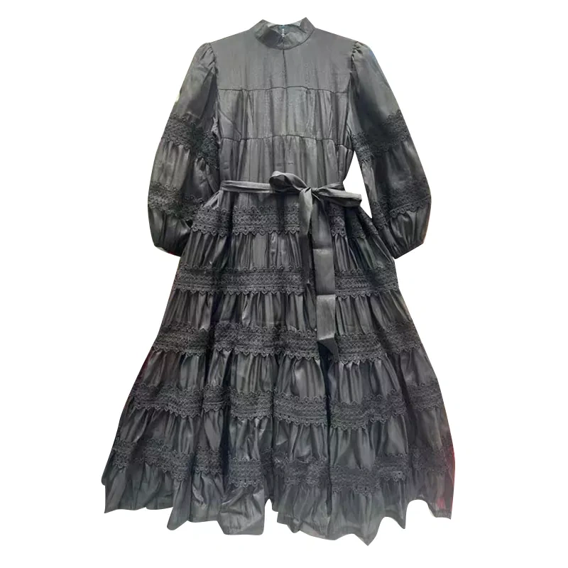 CHICEVER Elegant Solid Patchwork Belt Dresses For Women
