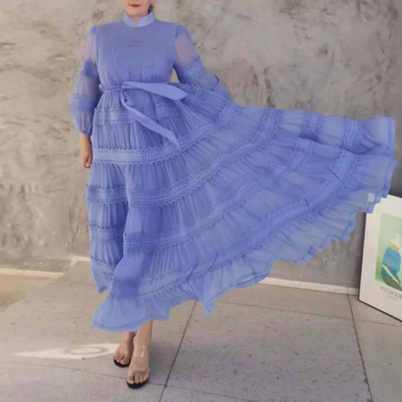 CHICEVER Elegant Solid Patchwork Belt Dresses For Women