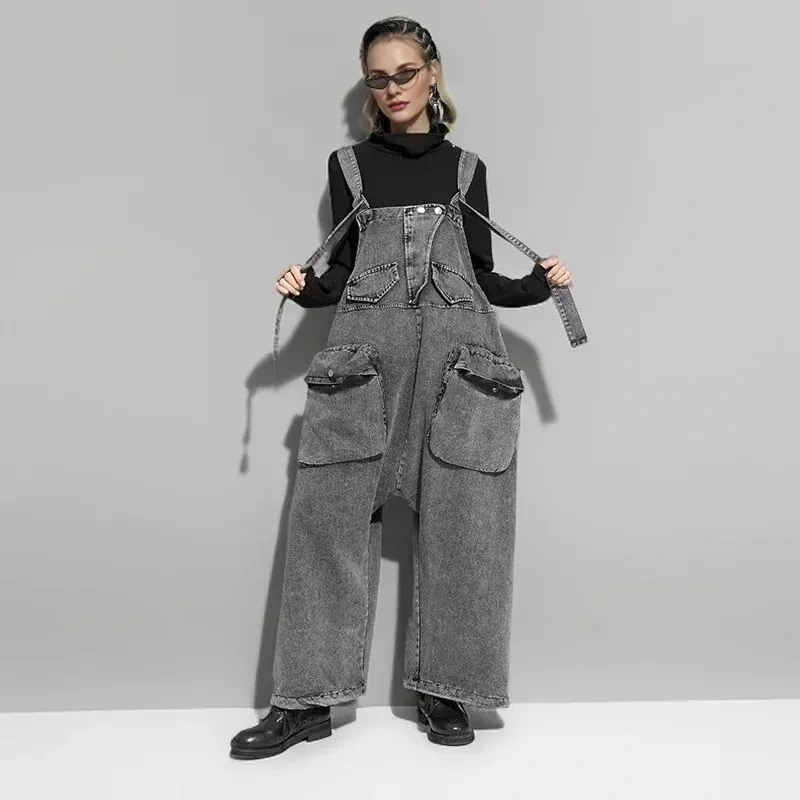CHICEVER Streetwear Denim Jumpsuits