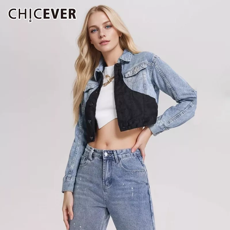 CHICEVER Patchwork Denim Jackets