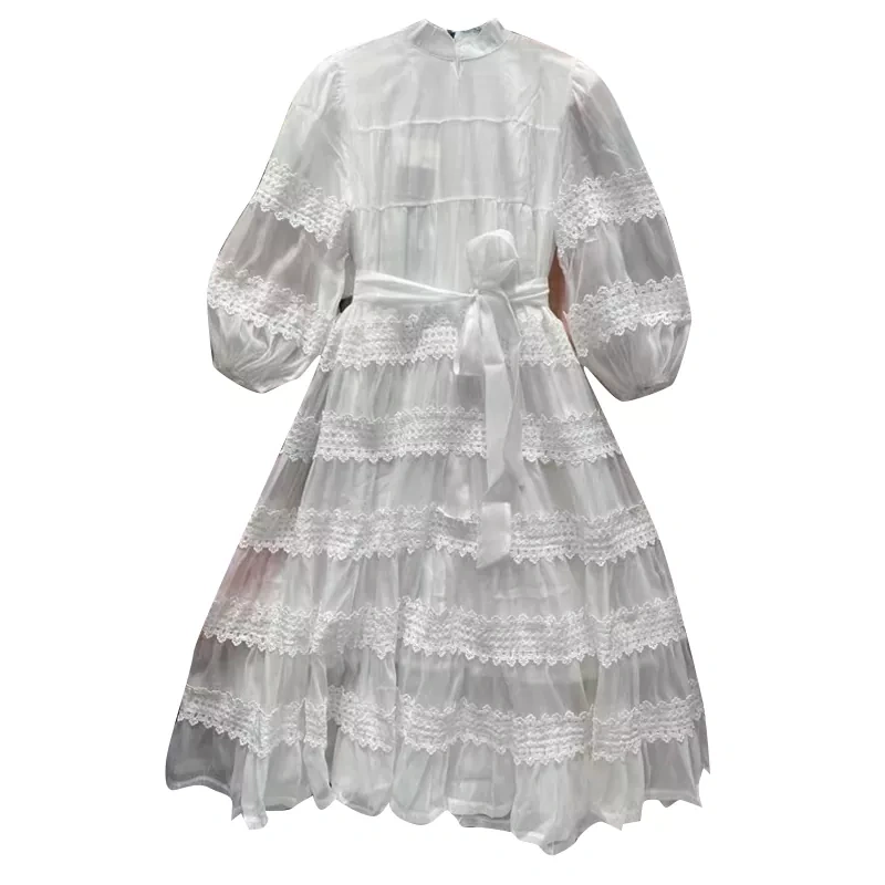 CHICEVER Elegant Solid Patchwork Belt Dresses For Women