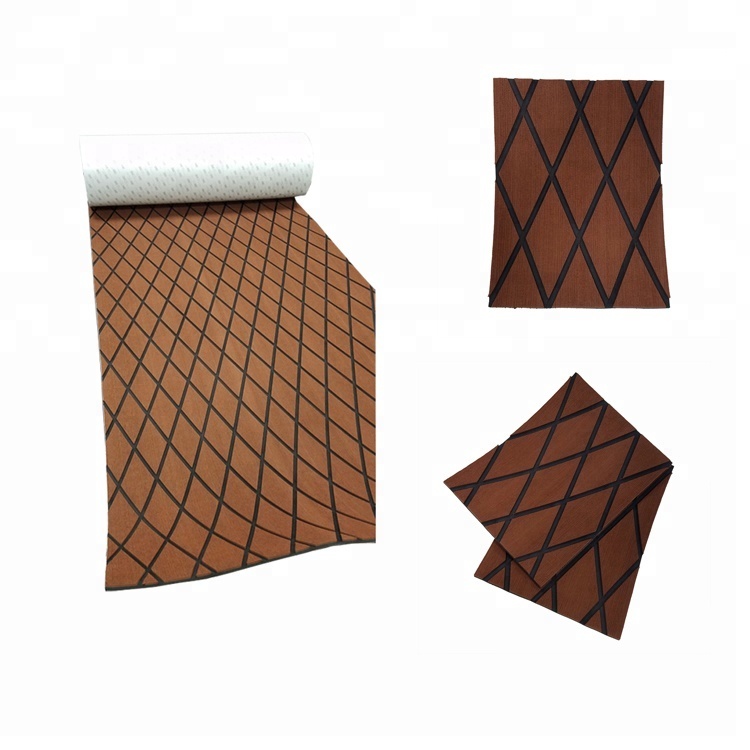 Melors Custom Straight Square Scratched Diamond EVA Faux Teak Marine Flooring for Boats