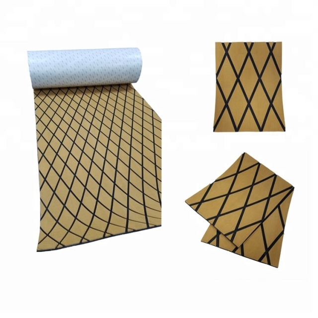 Melors Custom Straight Square Scratched Diamond EVA Faux Teak Marine Flooring for Boats