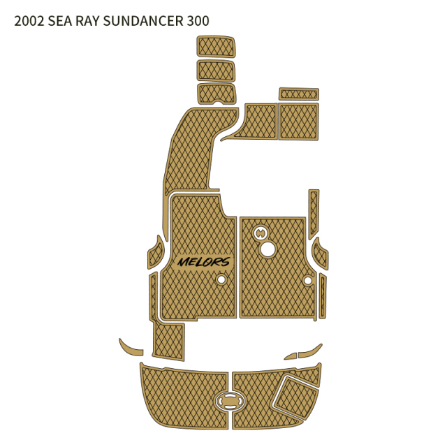 Factory-custom EVA decking for 2002 Sea Ray Sundancer 300—non-slip, durable, and cut to exact boat shape.