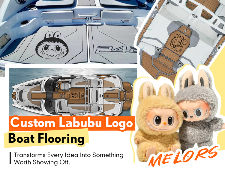Labubu-themed marine flooring featuring personalized engraved EVA boat mats