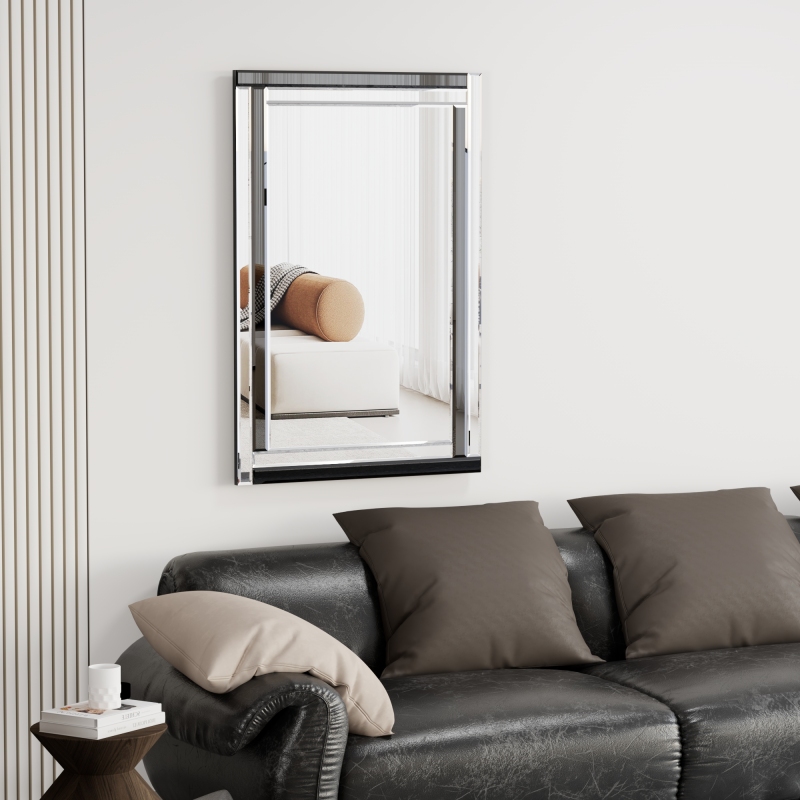 Large Home Decor Mirrors -Wall Mirrors, 24" x 35.5" Modern Silver Rectangular Wall Mounted Mirror for Home, Living Room, Bedroom, Entryway (Horizontal/Vertical)