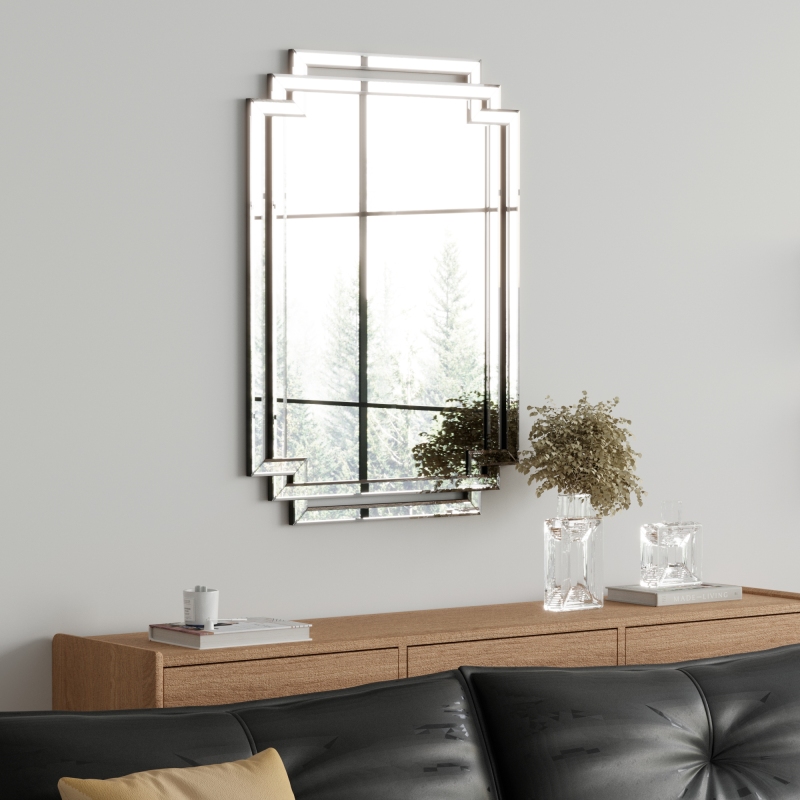 Large Home Decor Mirrors - 24" x 33" Modern Silver Rectangular Wall Mounted Mirror for Home, Living Room, Bedroom, Entryway (Horizontal/Vertical)