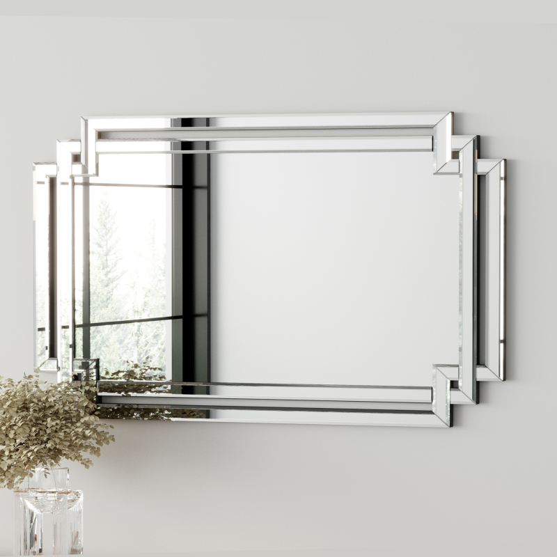 Large Home Decor Mirrors - 24" x 33" Modern Silver Rectangular Wall Mounted Mirror for Home, Living Room, Bedroom, Entryway (Horizontal/Vertical)