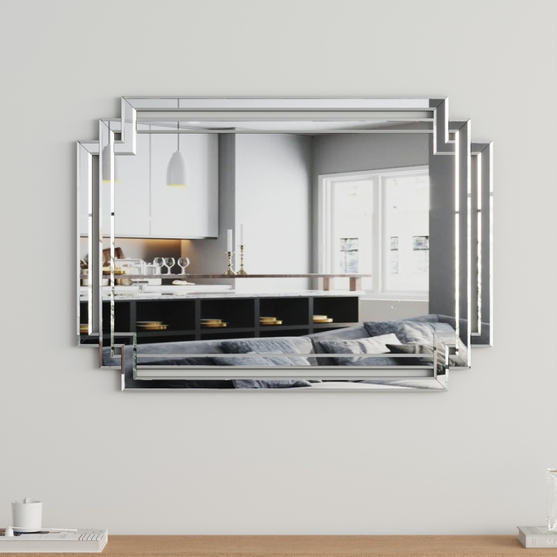 Large Home Decor Mirrors - 24" x 33" Modern Silver Rectangular Wall Mounted Mirror for Home, Living Room, Bedroom, Entryway (Horizontal/Vertical)