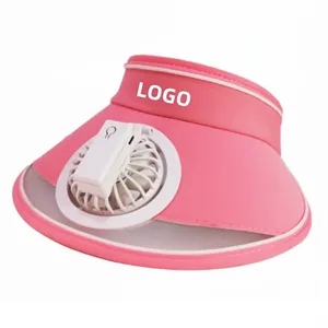 Summer Sun Visor Hat with Fan Wide Brim Summer UV Protection Beach Cap Foldable Packale Fashion Style Customizable
