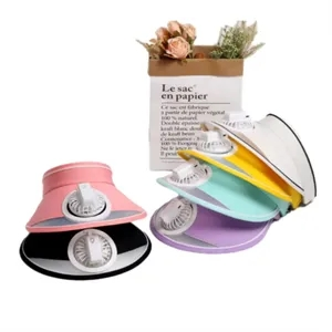 Summer Sun Visor Hat with Fan Wide Brim Summer UV Protection Beach Cap Foldable Packale Fashion Style Customizable