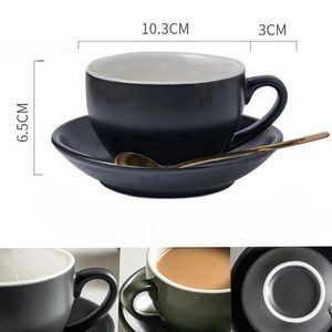 Ceramic Coffee Cup Set with Saucer & Spoon