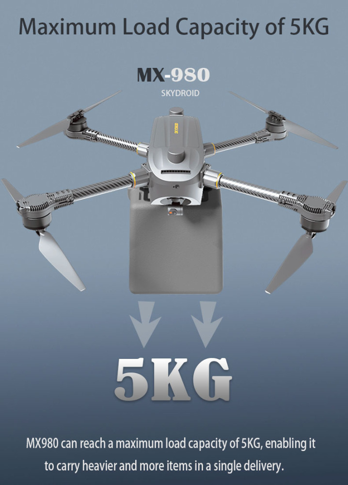 The MX980 Foldable Version is a New Multifunctional logistics Drone Developed by Skydroid