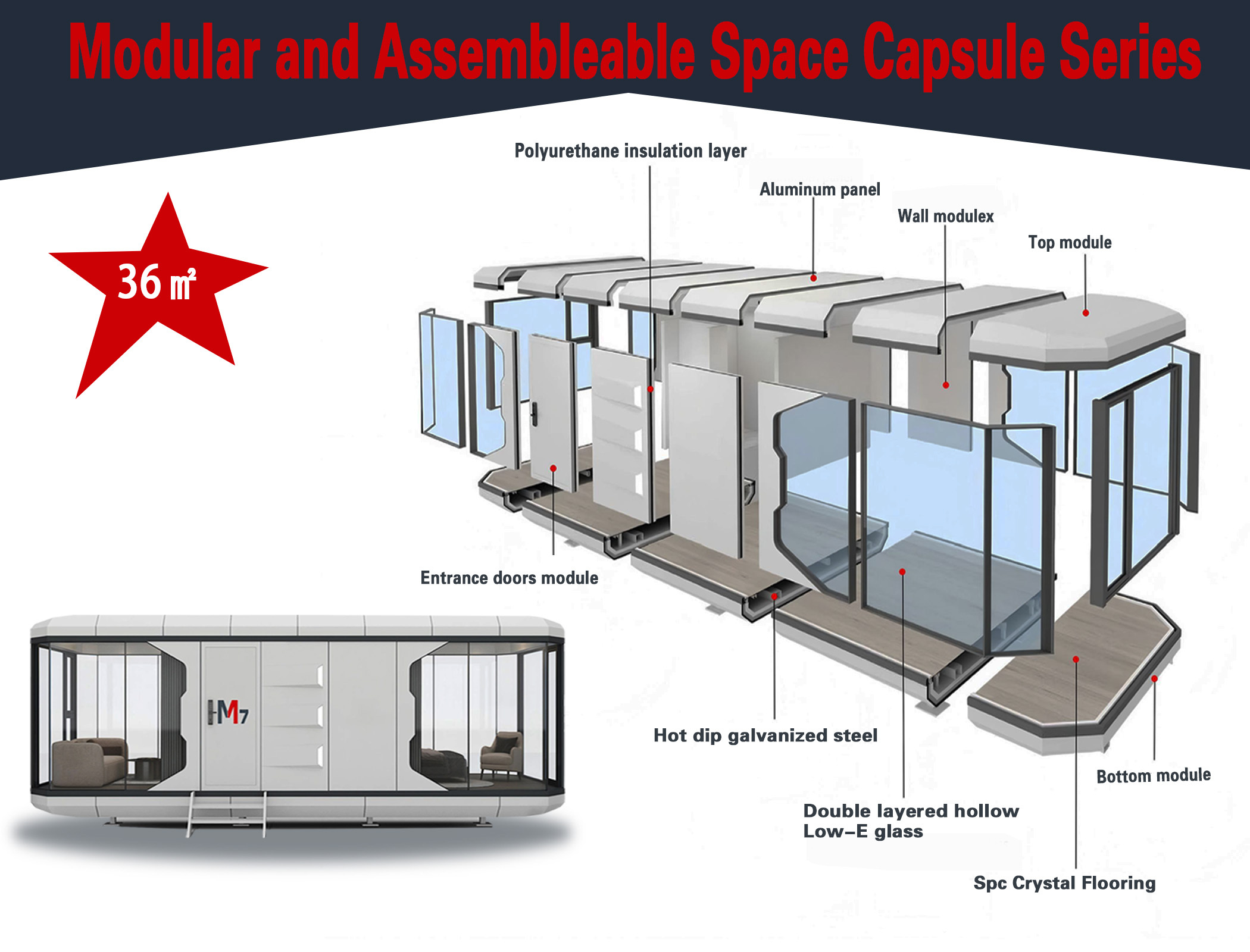 Modular and assembleable space capsule series