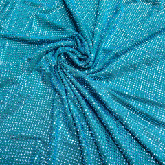 SS10 Lake Blue Rhinestone Fabric Supplier