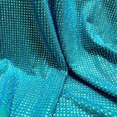 SS10 Lake Blue Rhinestone Fabric Supplier