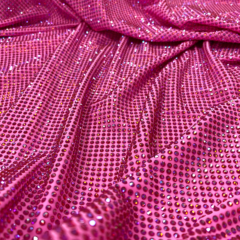 SS10 Rose Red AB Color Crystal Fabric Wholesale