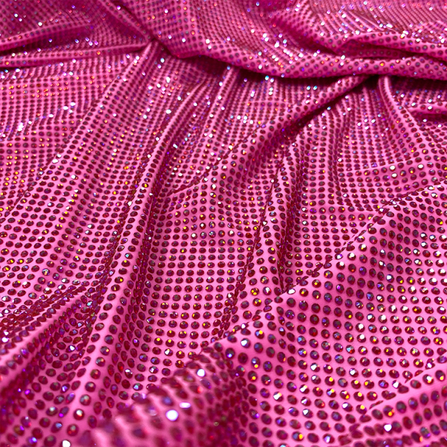 SS10 Rose Red AB Color Crystal Fabric Wholesale