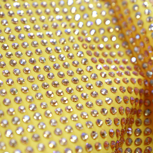 SS10 Champagne AB Color Rhinestone Fabric Supplier