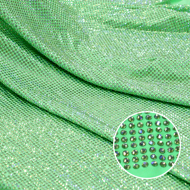 SS10 Light Green AB Rhinestone Fabric Factory