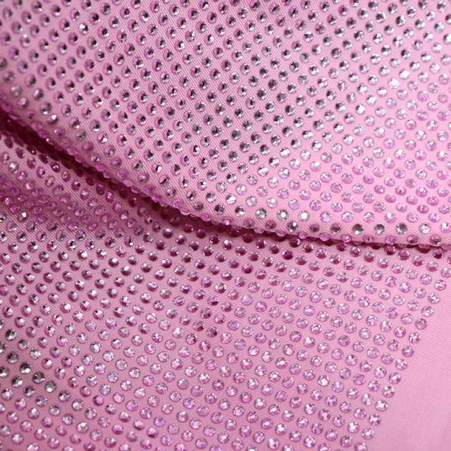 SS10 180g Light Pink Rhinestone Fabric Custom