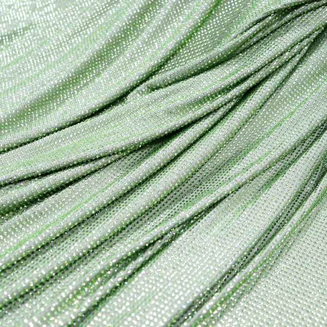 SS8 Light Green Rhinestone Fabric Custom