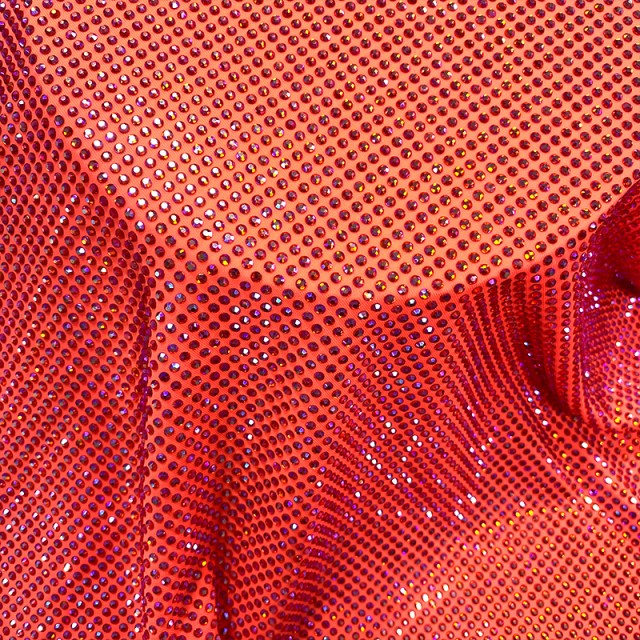 SS10 Orange AB Color Rhinestone Fabric Custom