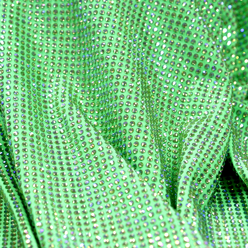 SS10 Light Green AB Rhinestone Fabric Factory
