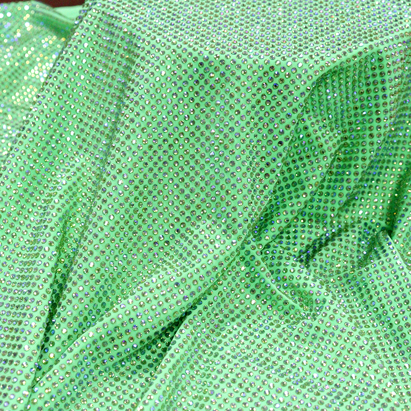 SS10 Light Green AB Rhinestone Fabric Factory
