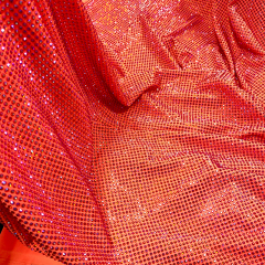 SS10 Orange AB Color Rhinestone Fabric Custom
