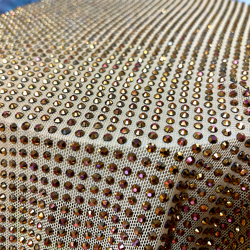 SS10 Magic Gold Crystal Tulle Mesh Fabric Exporter