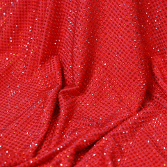 SS10 180g Red Rhinestone Fabric Supplier